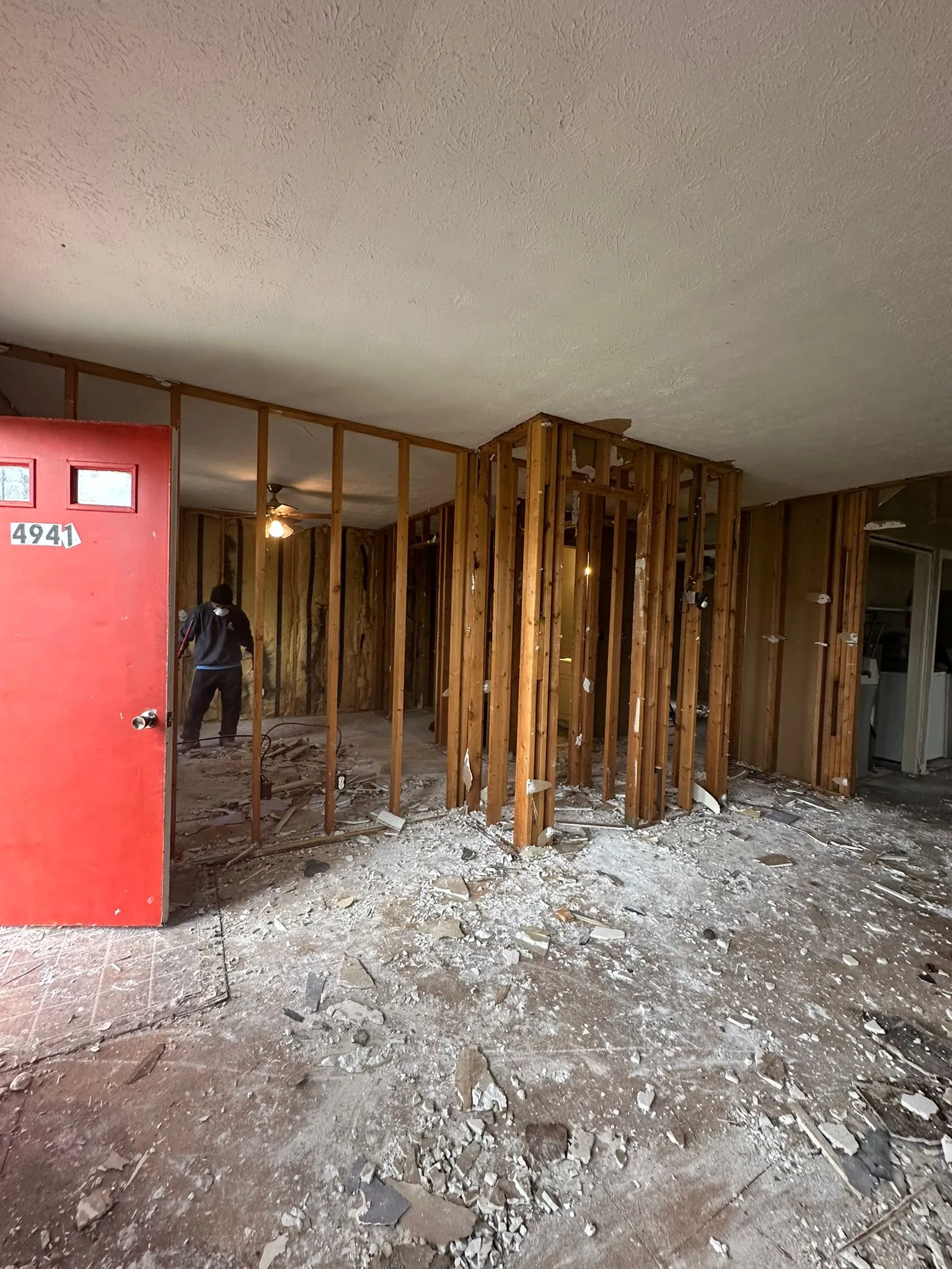 Open framing and demolition during a whole-home renovation